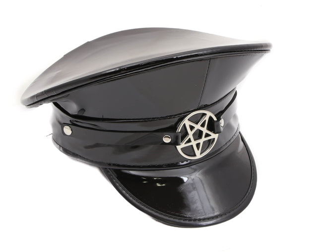 HT252 PATENT CAPTAIN HAT WITH PENTA