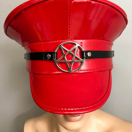 HT252 PATENT CAPTAIN HAT WITH PENTA