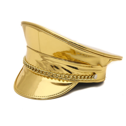 HT255P GOLD AND SILVER CAPTAIN HAT WITH CHAIN