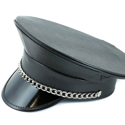HT255  PATENT COLOR CHAIN STRAP CAPTAIN HAT