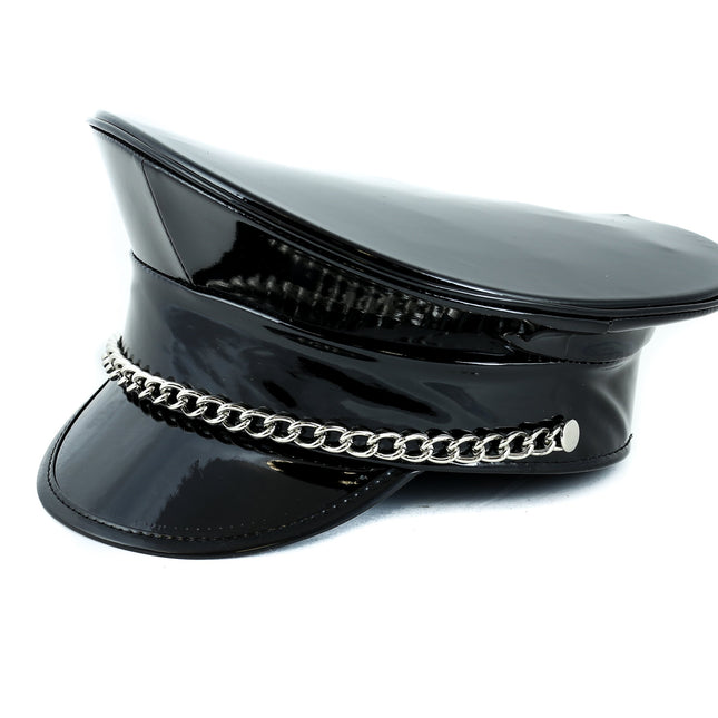 HT255  PATENT COLOR CHAIN STRAP CAPTAIN HAT