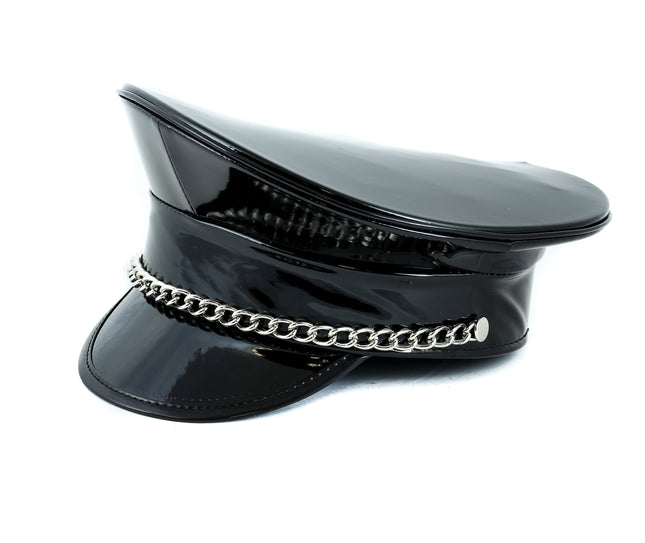 HT255  PATENT COLOR CHAIN STRAP CAPTAIN HAT