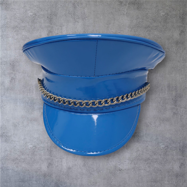 HT255 STEEL CHAIN PATENT NEON COLOR CAPTAIN HAT