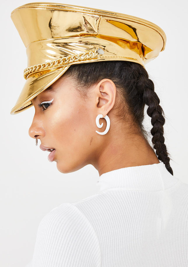 HT255P GOLD AND SILVER CAPTAIN HAT WITH CHAIN
