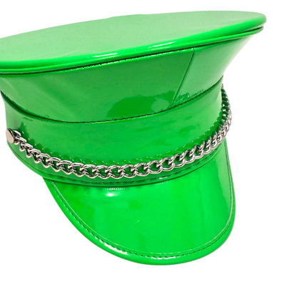 HT255 STEEL CHAIN PATENT NEON COLOR CAPTAIN HAT