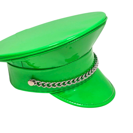 HT255 STEEL CHAIN PATENT NEON COLOR CAPTAIN HAT