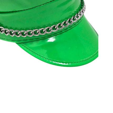 HT255 STEEL CHAIN PATENT NEON COLOR CAPTAIN HAT