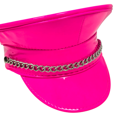 HT255 STEEL CHAIN PATENT NEON COLOR CAPTAIN HAT