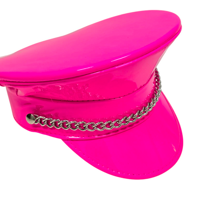 HT255 STEEL CHAIN PATENT NEON COLOR CAPTAIN HAT