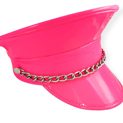 HT255 STEEL CHAIN PATENT NEON COLOR CAPTAIN HAT
