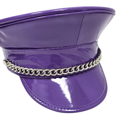 HT255 STEEL CHAIN PATENT NEON COLOR CAPTAIN HAT