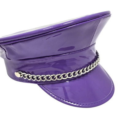 HT255 STEEL CHAIN PATENT NEON COLOR CAPTAIN HAT