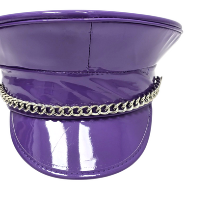 HT255 STEEL CHAIN PATENT NEON COLOR CAPTAIN HAT