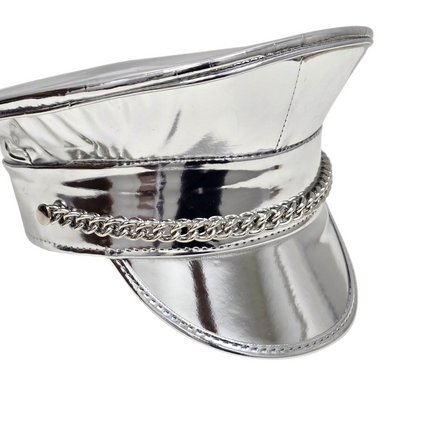 HT255P GOLD AND SILVER CAPTAIN HAT WITH CHAIN