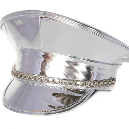 HT255P GOLD AND SILVER CAPTAIN HAT WITH CHAIN