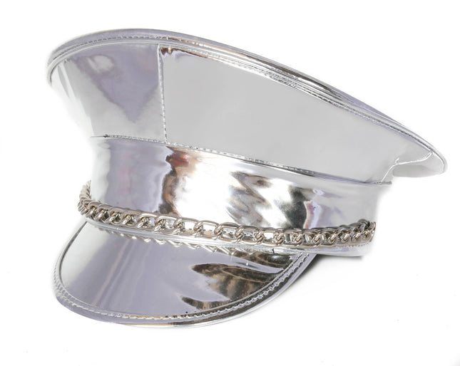 HT255P GOLD AND SILVER CAPTAIN HAT WITH CHAIN
