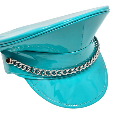 HT255 STEEL CHAIN PATENT NEON COLOR CAPTAIN HAT