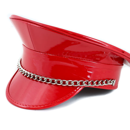 HT255  PATENT COLOR CHAIN STRAP CAPTAIN HAT