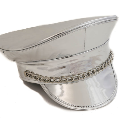 HT255  PATENT COLOR CHAIN STRAP CAPTAIN HAT