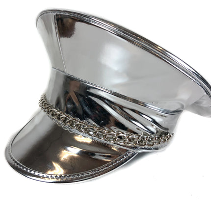 HT255  PATENT COLOR CHAIN STRAP CAPTAIN HAT