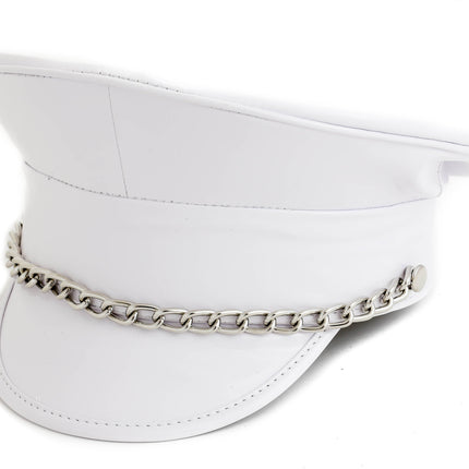 HT255  PATENT COLOR CHAIN STRAP CAPTAIN HAT