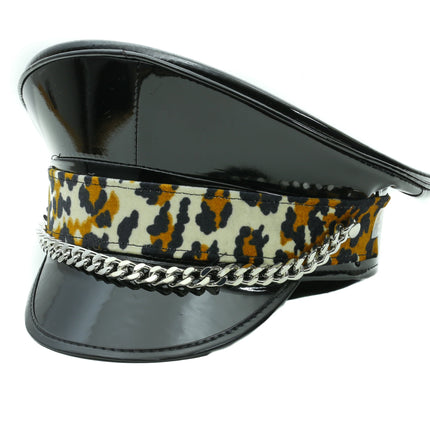 HT271LEO LEOPARD CHAIN CAPTAIN HAT