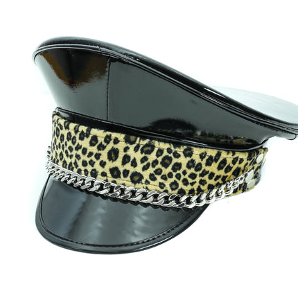 HT271LEO LEOPARD CHAIN CAPTAIN HAT