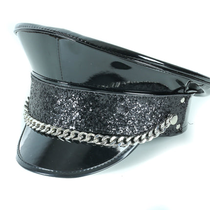 HT273 GLITTER BAND CHAIN CAPTAIN HAT