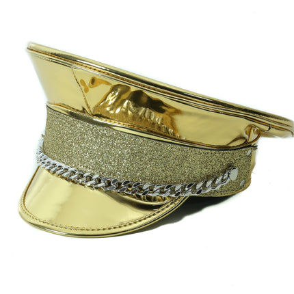 HT273 GLITTER BAND CHAIN CAPTAIN HAT