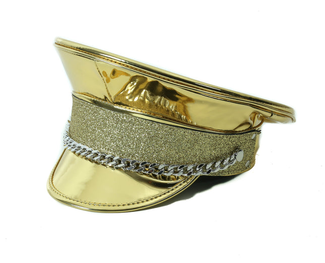HT273 GLITTER BAND CHAIN CAPTAIN HAT
