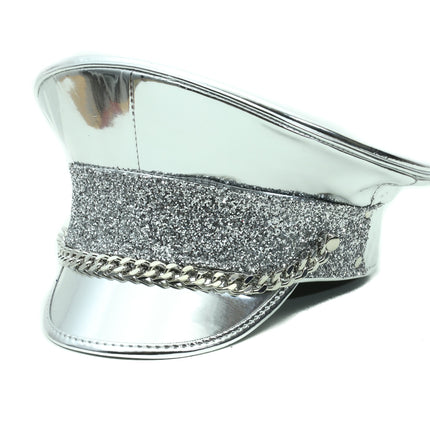 HT273 GLITTER BAND CHAIN CAPTAIN HAT