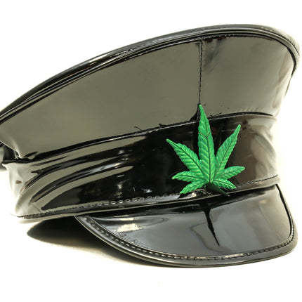 HT282-GRN GREEN GANJA LEAF CAPTAIN HAT