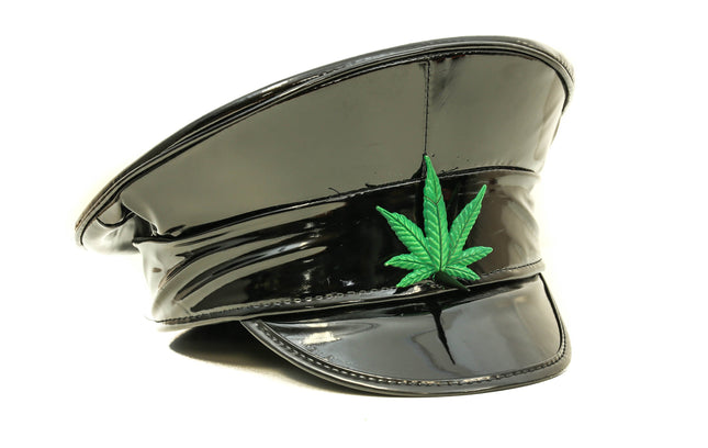 HT282-GRN GREEN GANJA LEAF CAPTAIN HAT