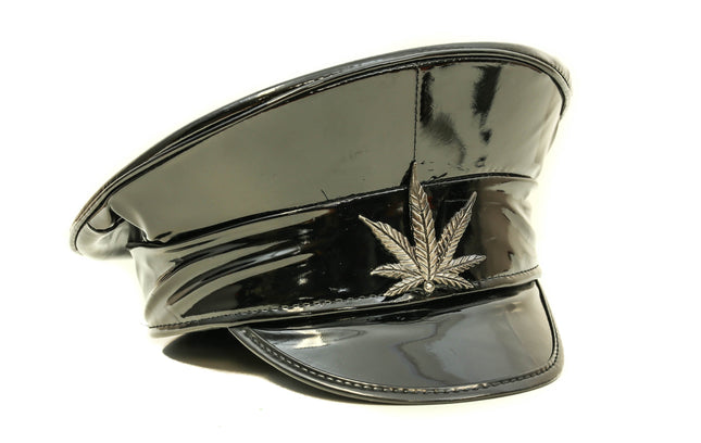 HT282-SIL SILVER GANJA LEAF CAPTAIN HAT