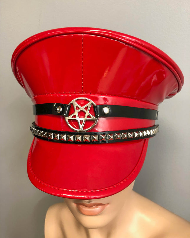 HT286-BS PENTA STUDDED BLACK STRAP CAPTAIN HAT
