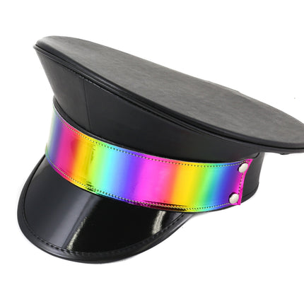 HT288M MATT CAPTAIN HAT WITH RAINBOW