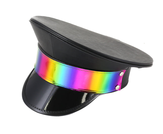 HT288M MATT CAPTAIN HAT WITH RAINBOW