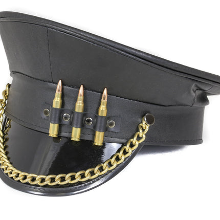 HT300BRASS BRASS BULLET GOLD OR SILVER CHAIN CAPTAIN HAT