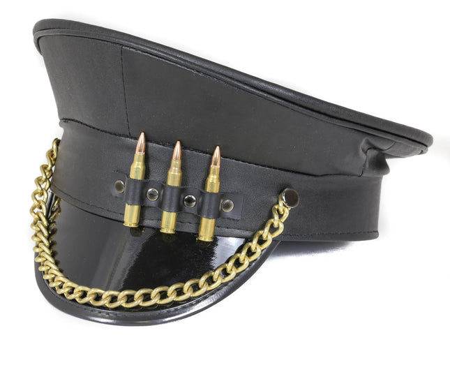 HT300BRASS BRASS BULLET GOLD OR SILVER CHAIN CAPTAIN HAT