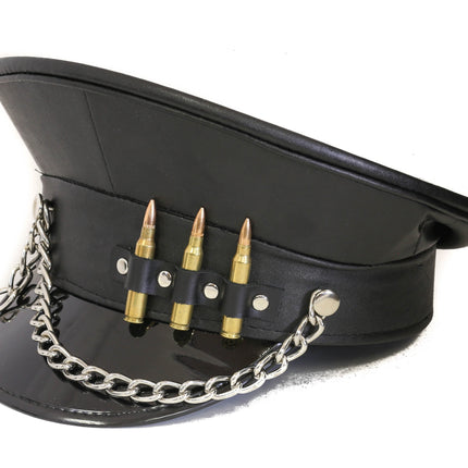 HT300BRASS BRASS BULLET GOLD OR SILVER CHAIN CAPTAIN HAT