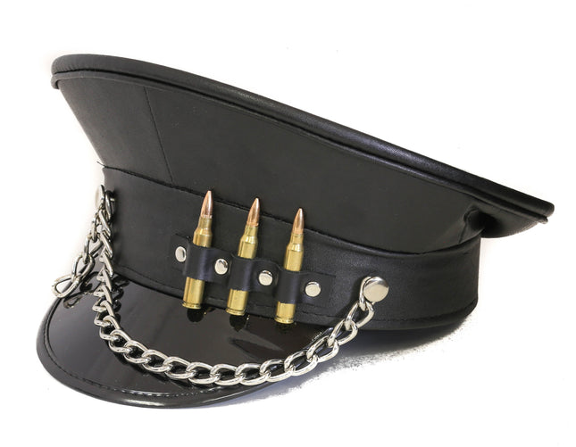 HT300BRASS BRASS BULLET GOLD OR SILVER CHAIN CAPTAIN HAT