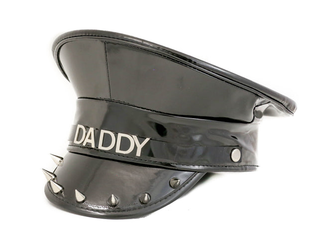 HT301P PATET NAME HAT WITH SPIKE ON FLAP