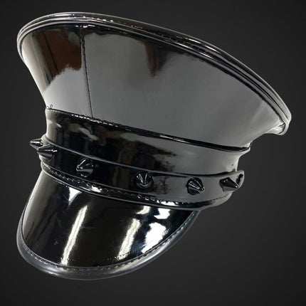 HT316-BS  BLACK UK77 STUDDED CAPTAIN HAT