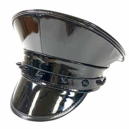 HT316-BS  BLACK UK77 STUDDED CAPTAIN HAT