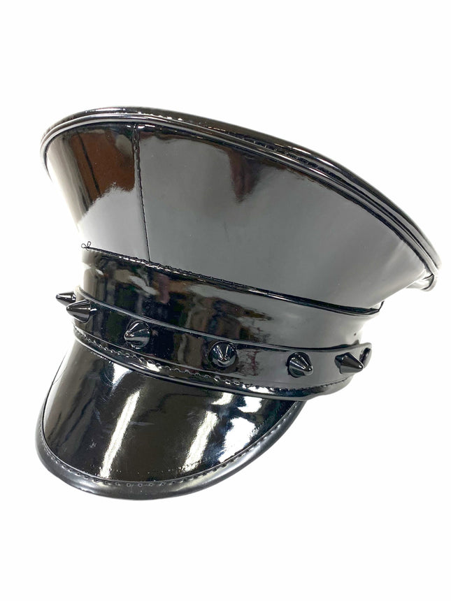 HT316-BS  BLACK UK77 STUDDED CAPTAIN HAT