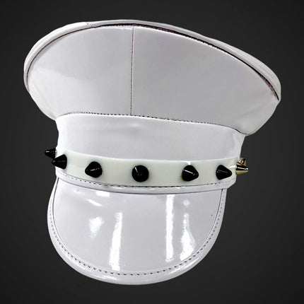 HT316-BS  BLACK UK77 STUDDED CAPTAIN HAT
