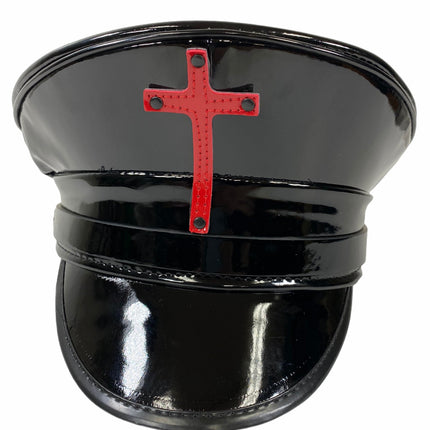 HT320P ASSORTED CROSS BLACK PATENT CAPTAIN HAT