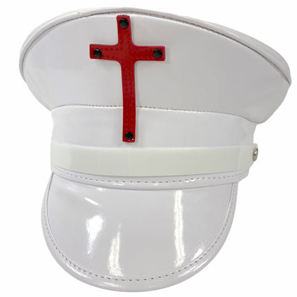 HT320WHT ASSORTED CROSS WHITE PATENT CAPTAIN HAT