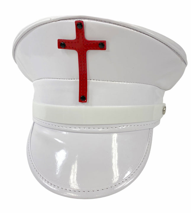 HT320WHT ASSORTED CROSS WHITE PATENT CAPTAIN HAT