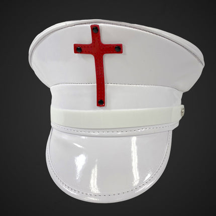 HT320WHT ASSORTED CROSS WHITE PATENT CAPTAIN HAT